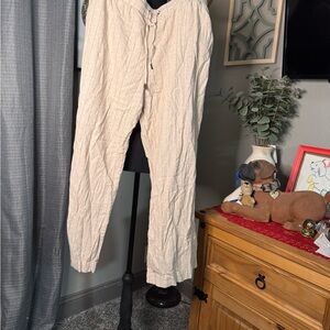 Elegant Cream pinstripe Women's Trousers